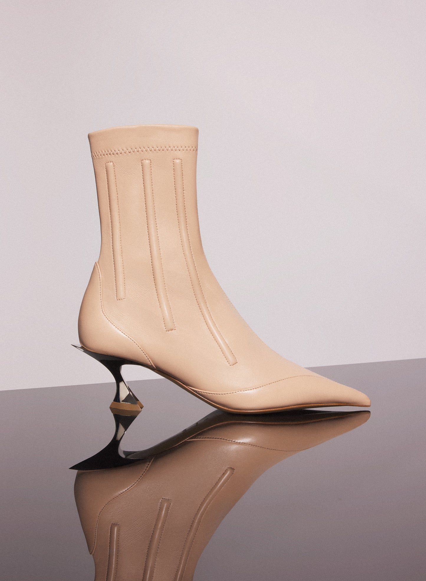 nude boned leather fang 55 ankle boots