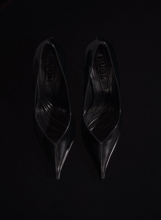 black leather classic fang 95 pump