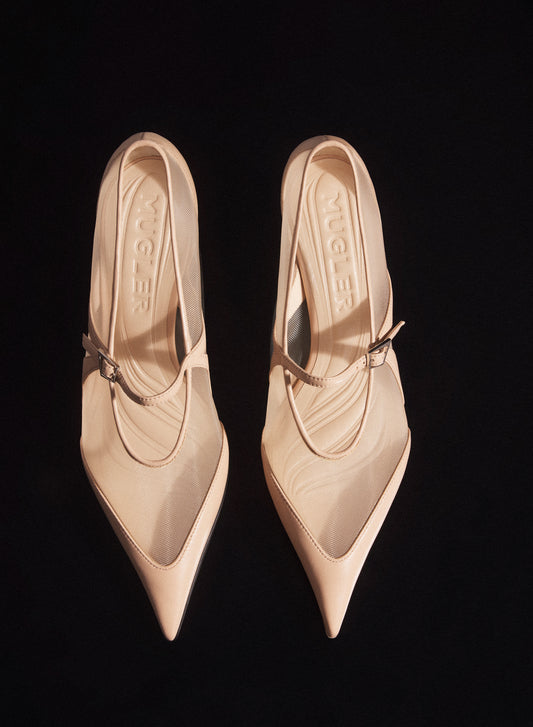 nude mesh fang 55 ballerina