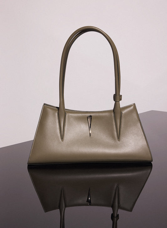 khaki smooth leather fang bag