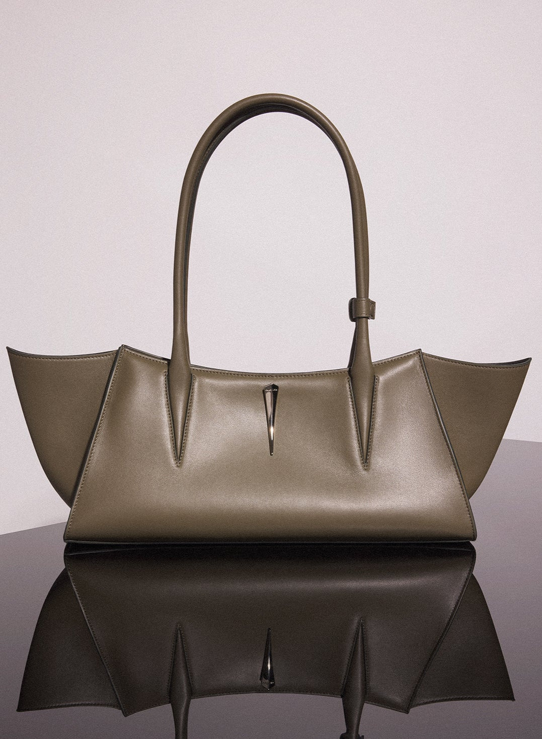 khaki smooth leather fang bag