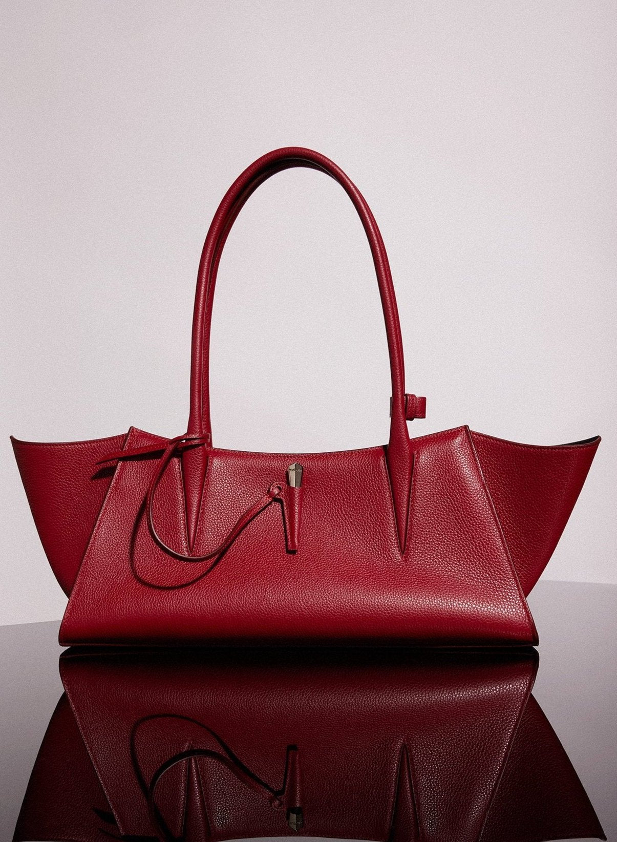 red grained leather fang bag