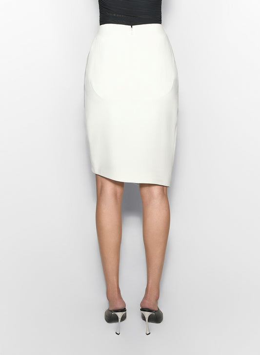 white asymmetrical pierced skirt