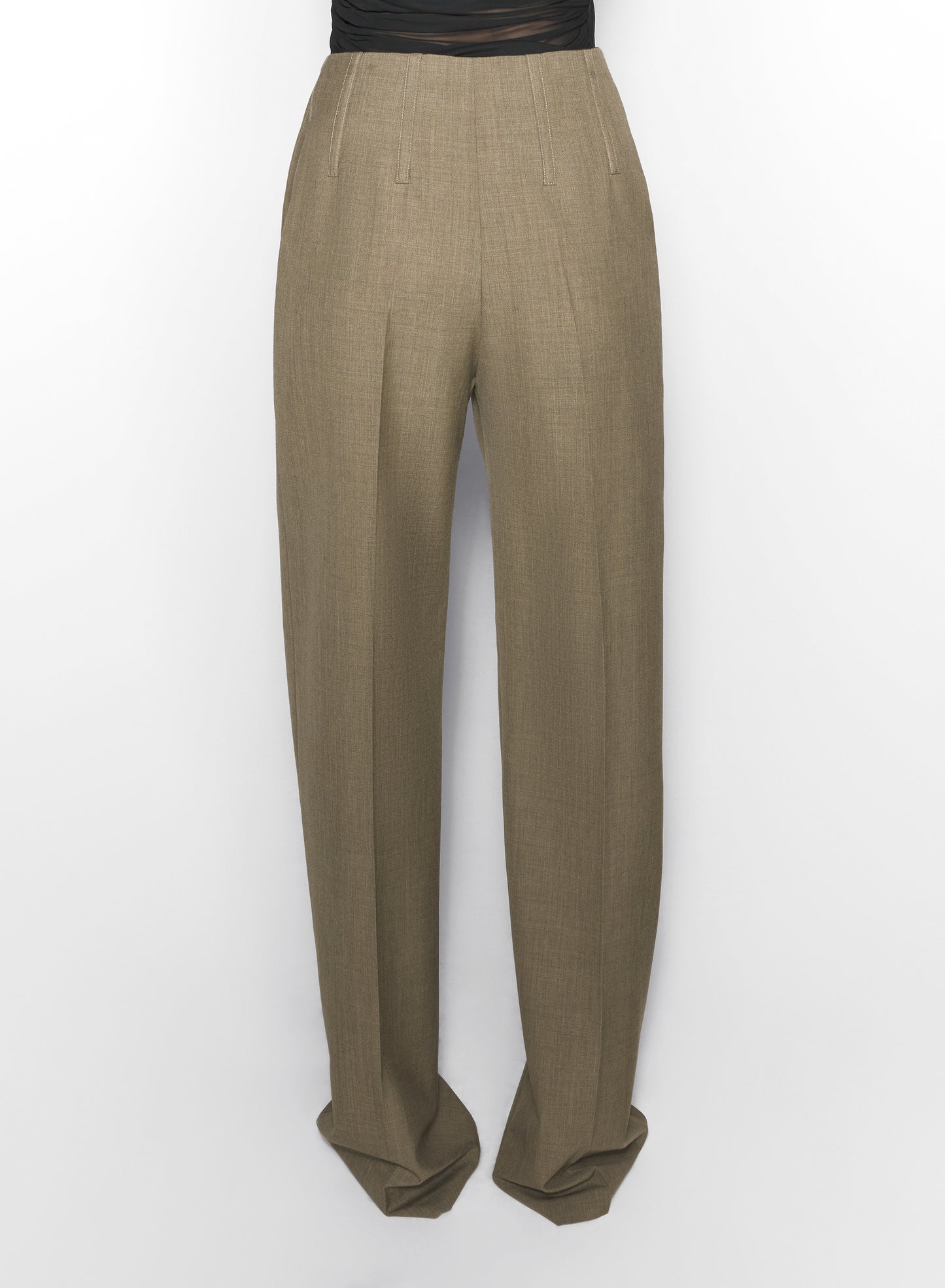 khaki corset tailored trousers