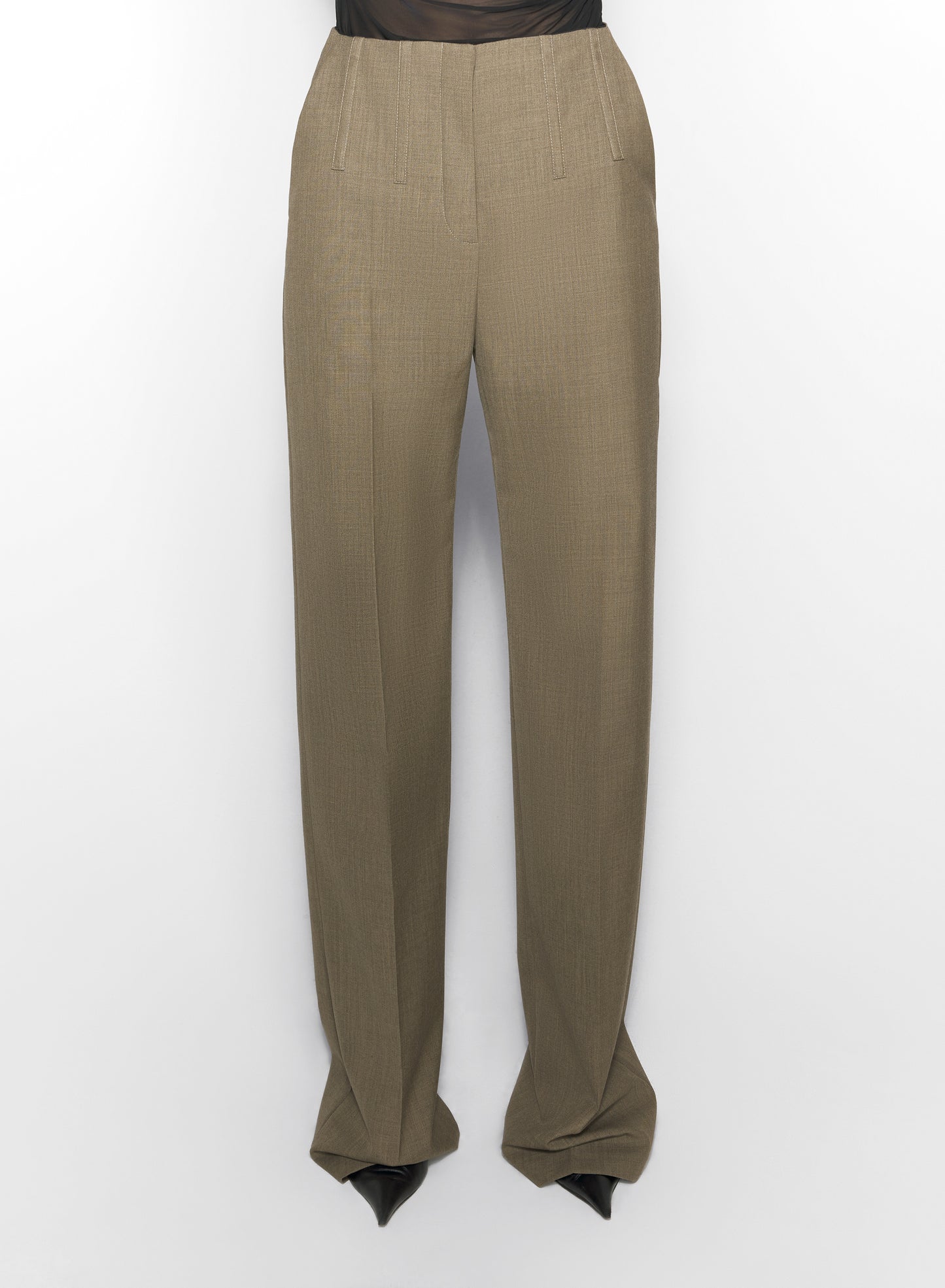 khaki corset tailored trousers