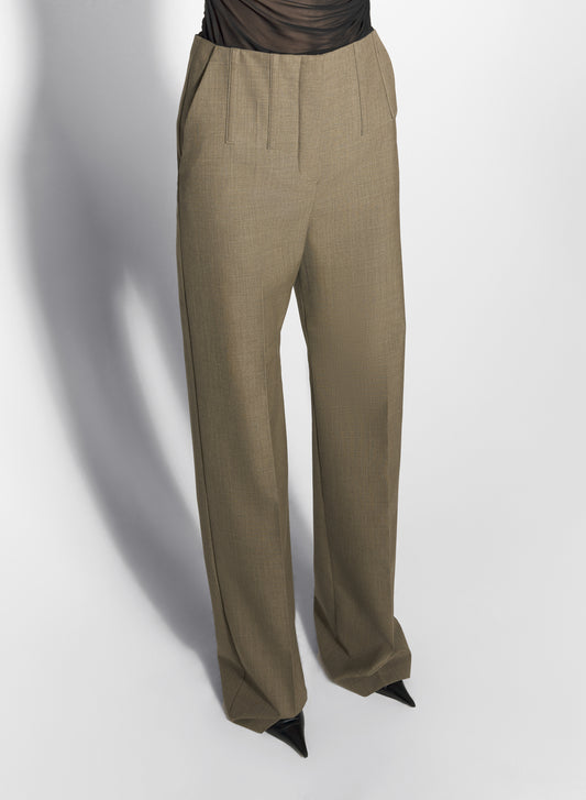 khaki corset tailored trousers