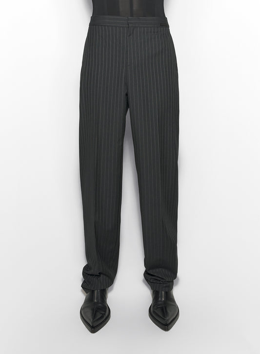 pinstripe laced up tailoring trousers