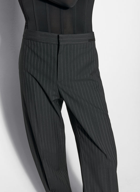 pinstripe laced up tailored trousers