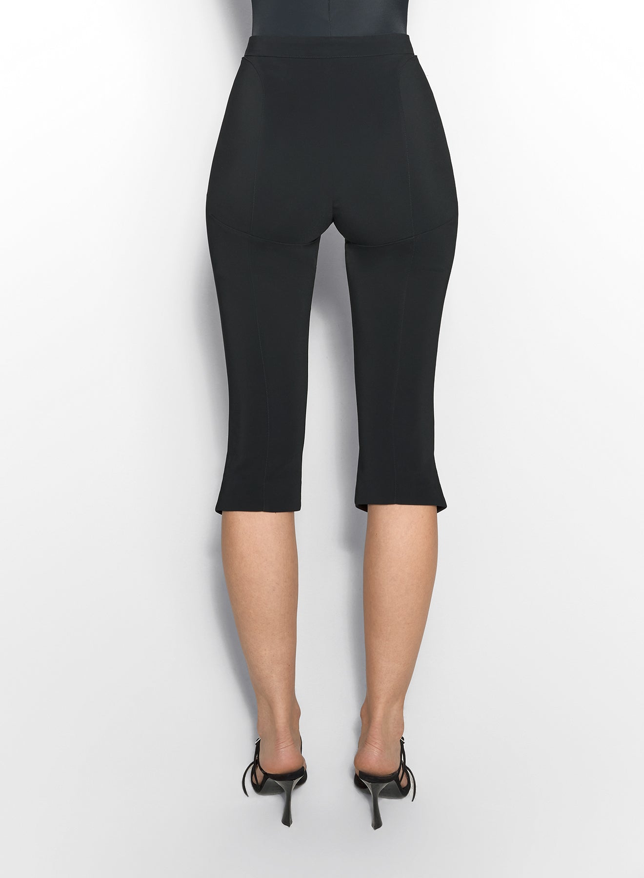 black pierced capri pants