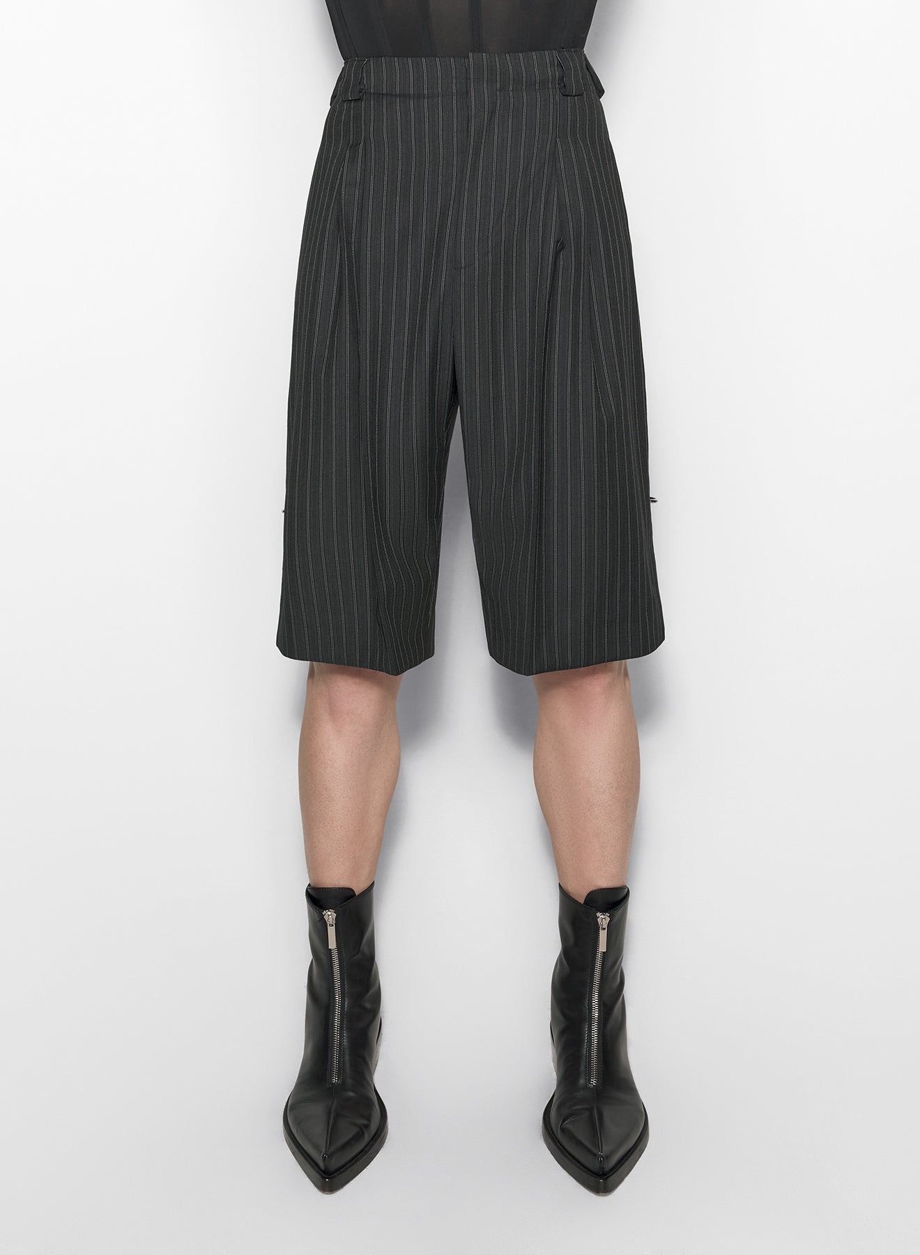 pinstripe pierced tailored shorts