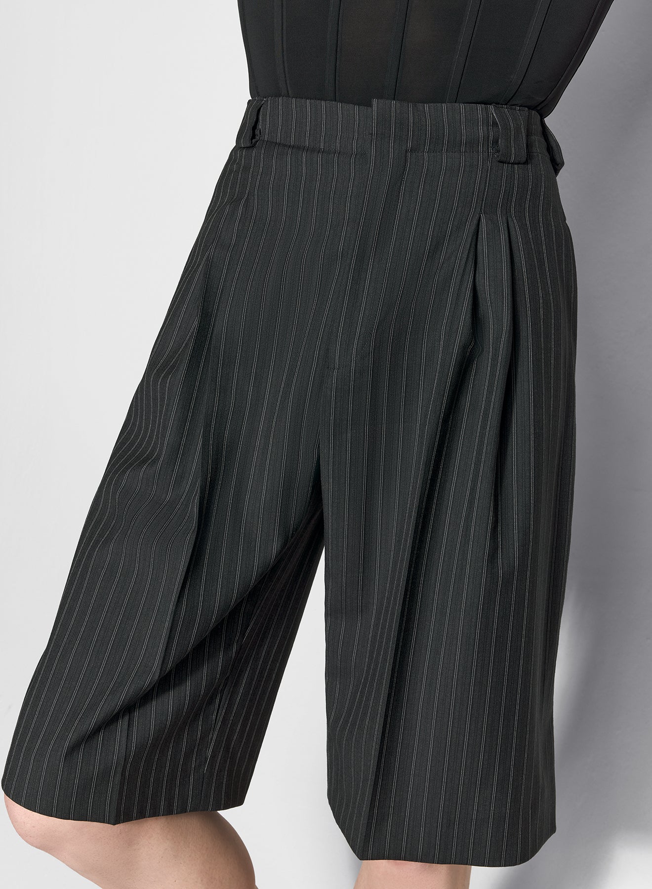 pinstripe pierced tailored shorts