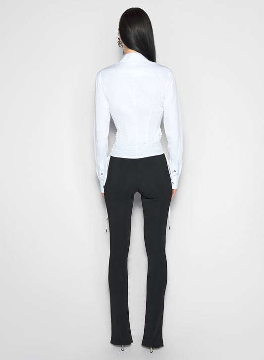 white laced corset poplin shirt