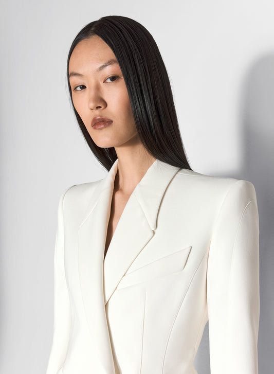 white mugler signature jacket