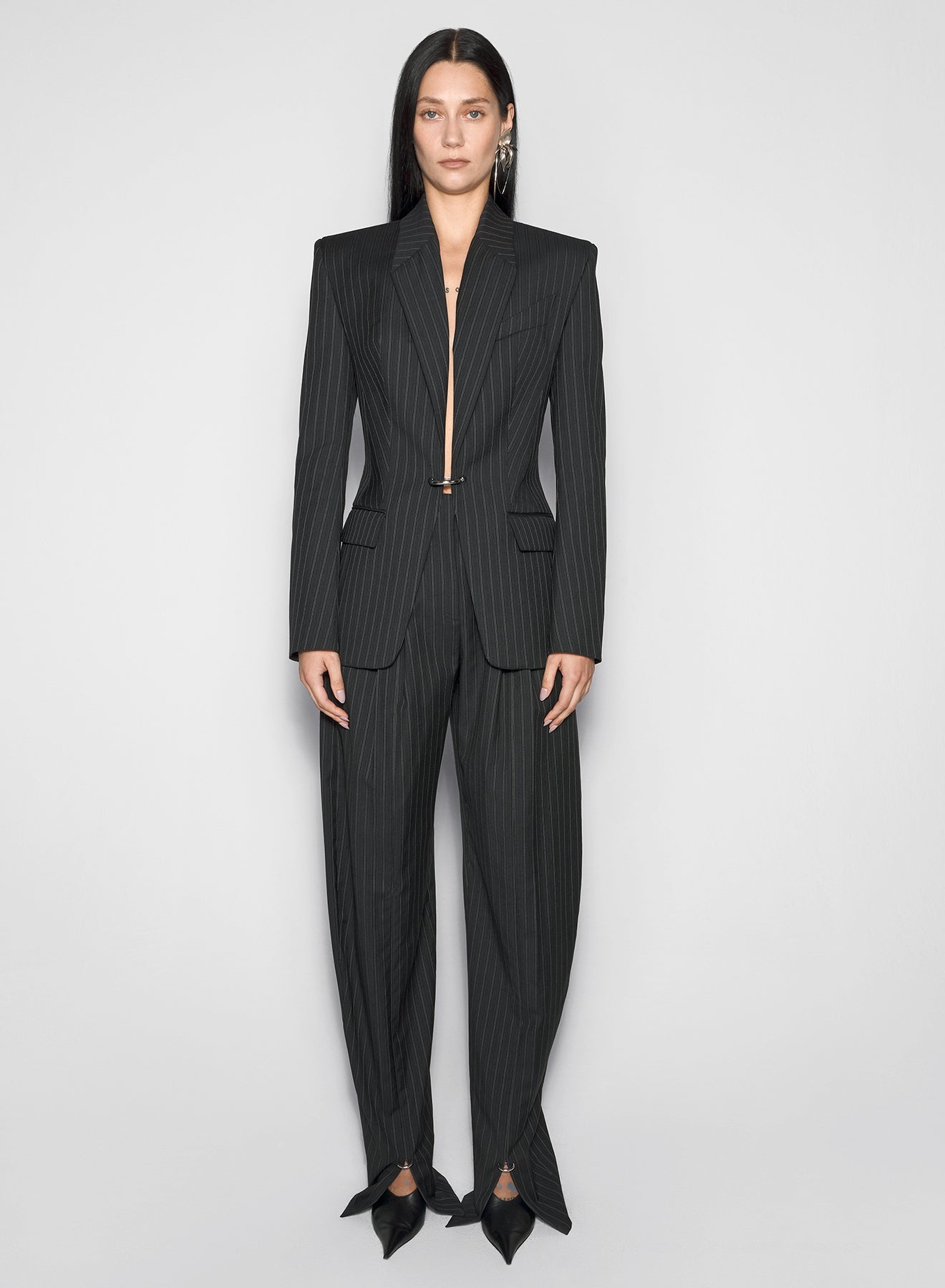 pinstripe pierced tailored jacket