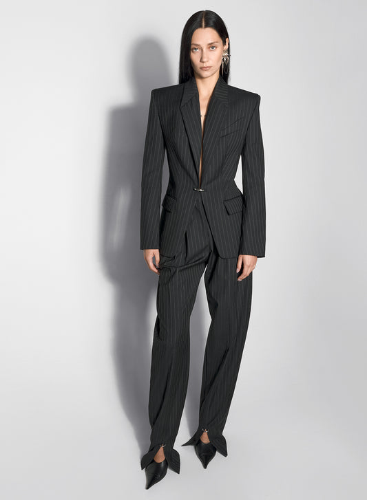 pinstripe pierced tailored jacket