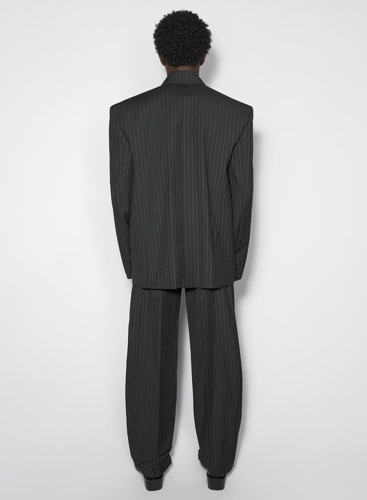 pinstripe pleated wide-leg trousers