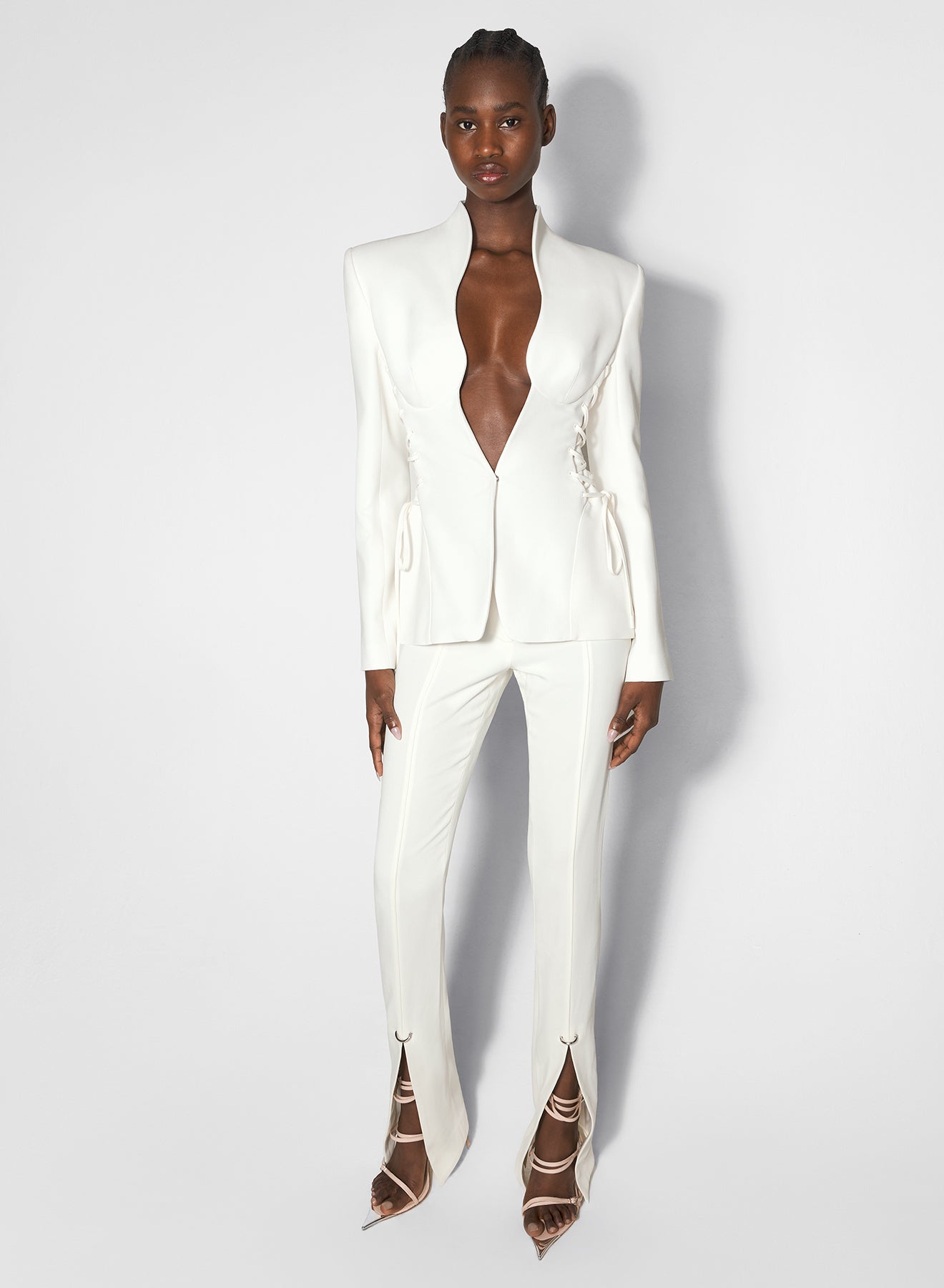 white sculptural laced jacket