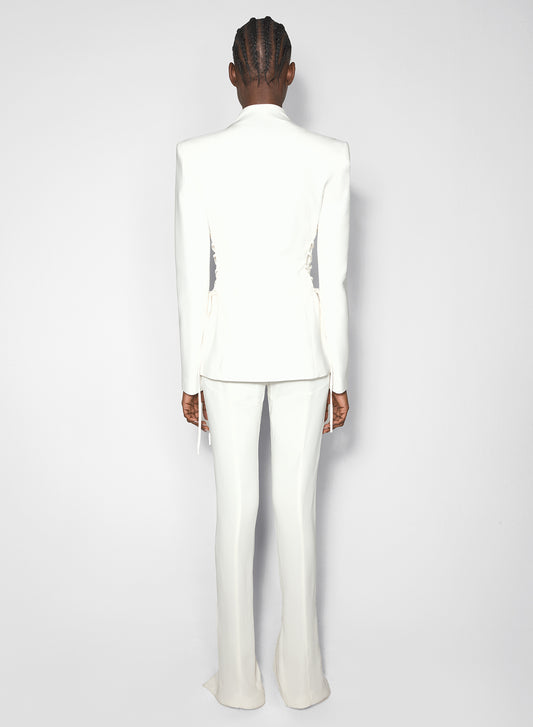 white sculptural laced jacket