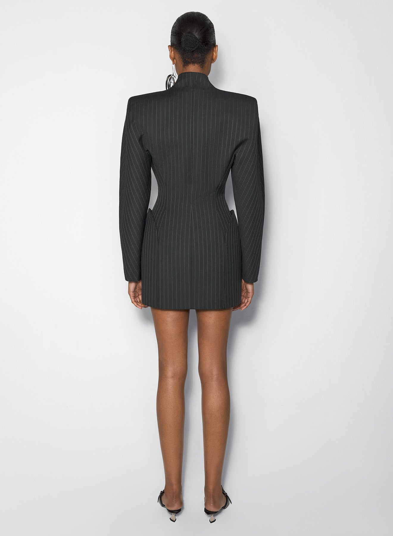 pinstripe sculptural long jacket