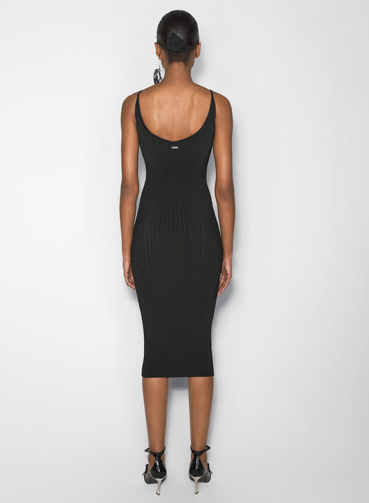 black sculpting knit dress