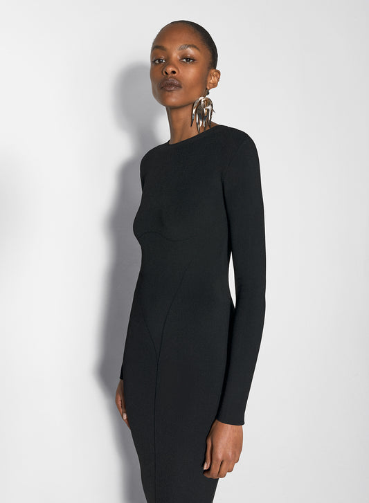 black illusion knit dress