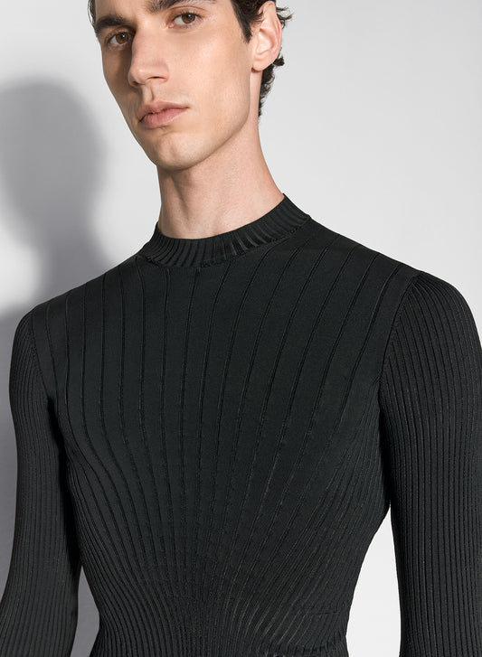 black sculpting knit top