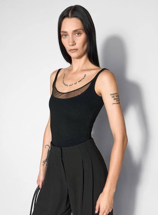 black illusion knit tank top