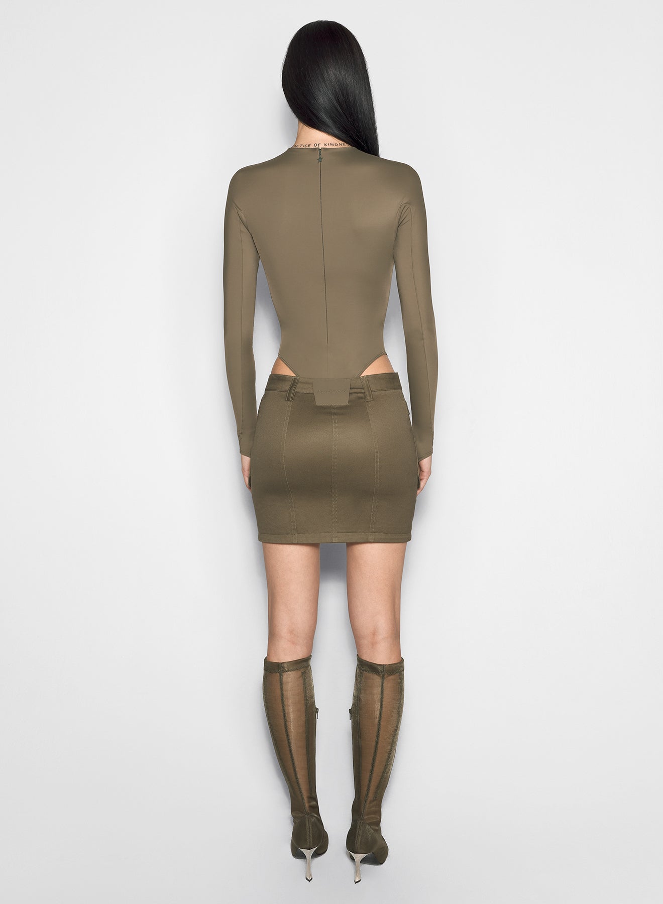 khaki shoulder logo bodysuit