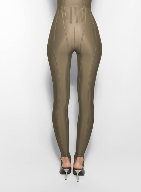 khaki corseted leggings