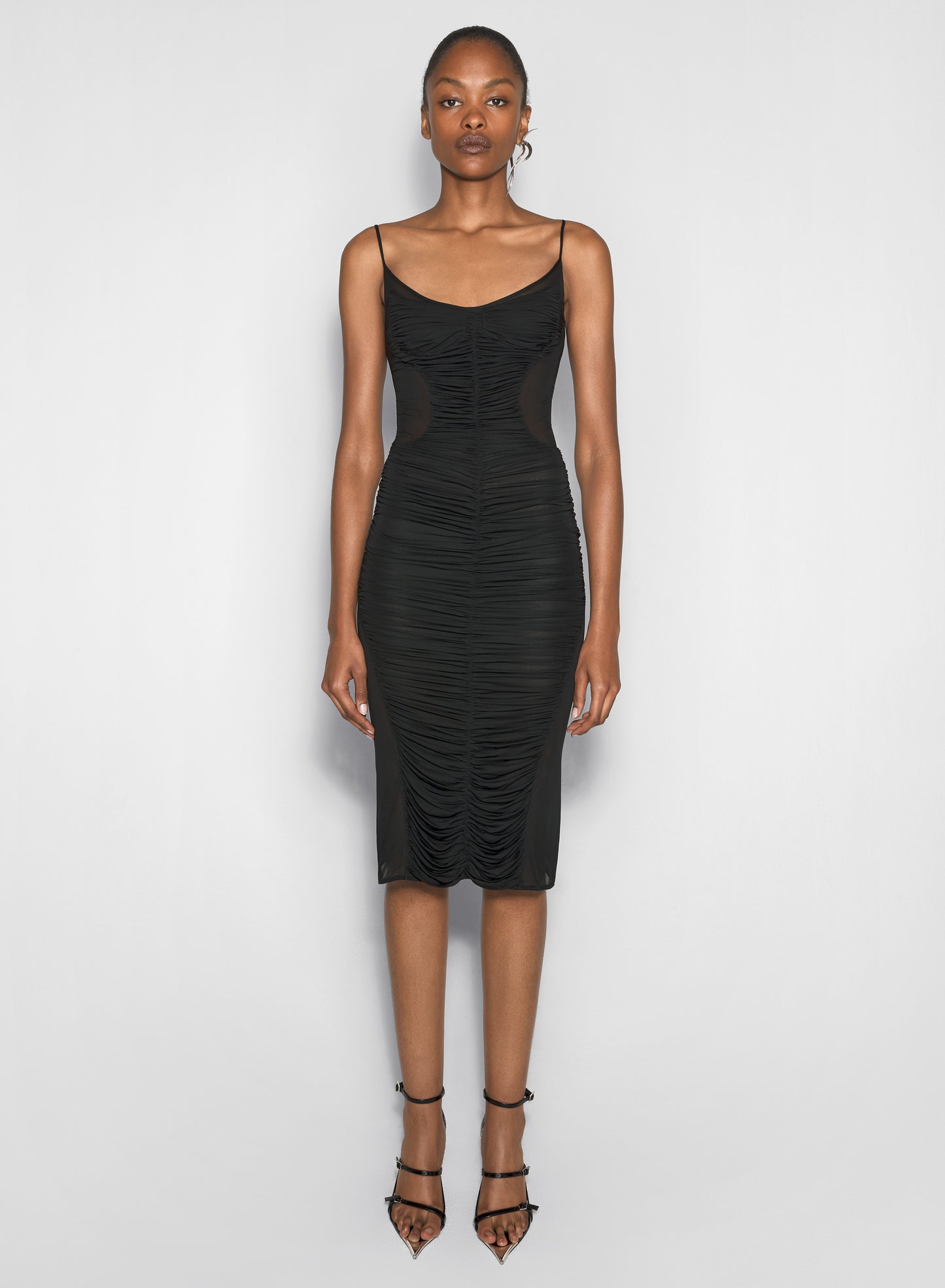 black ruched dress