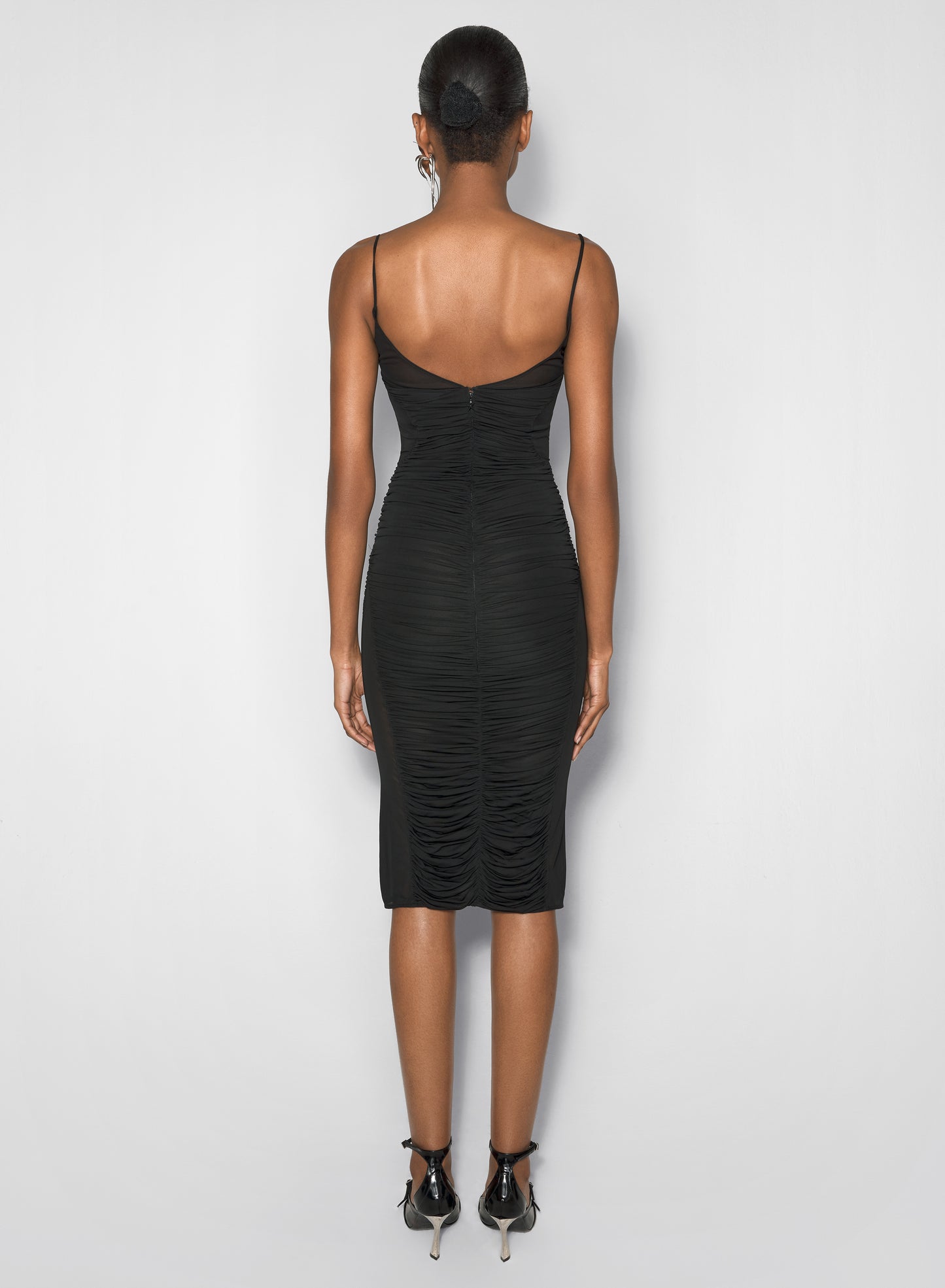 black ruched dress