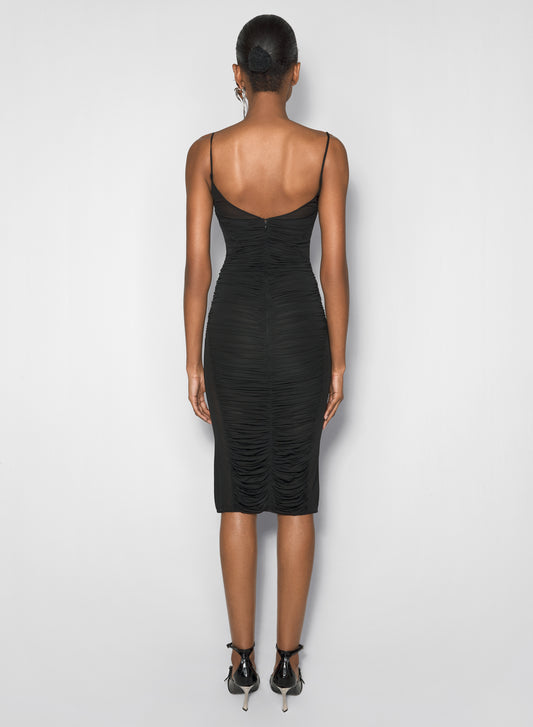 black ruched dress