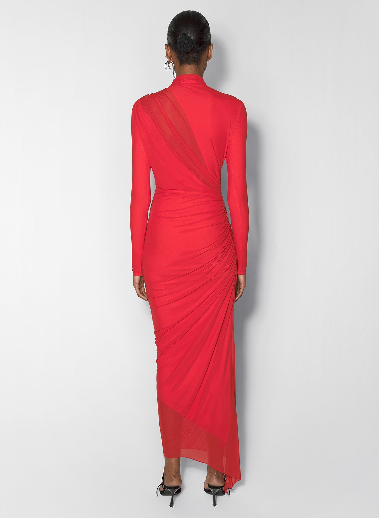 red asymetrical double layered dress