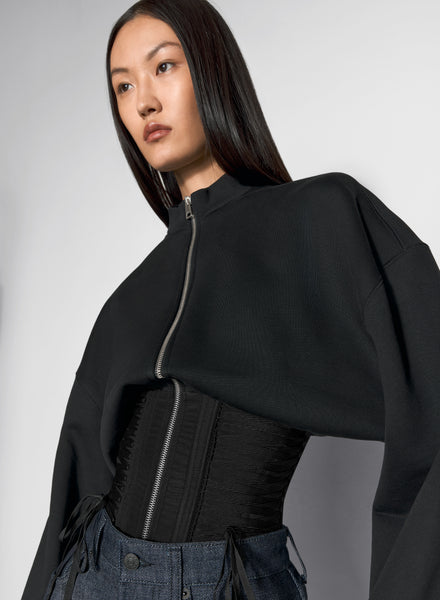 black laced corset zip-up sweater | MUGLER Official Website