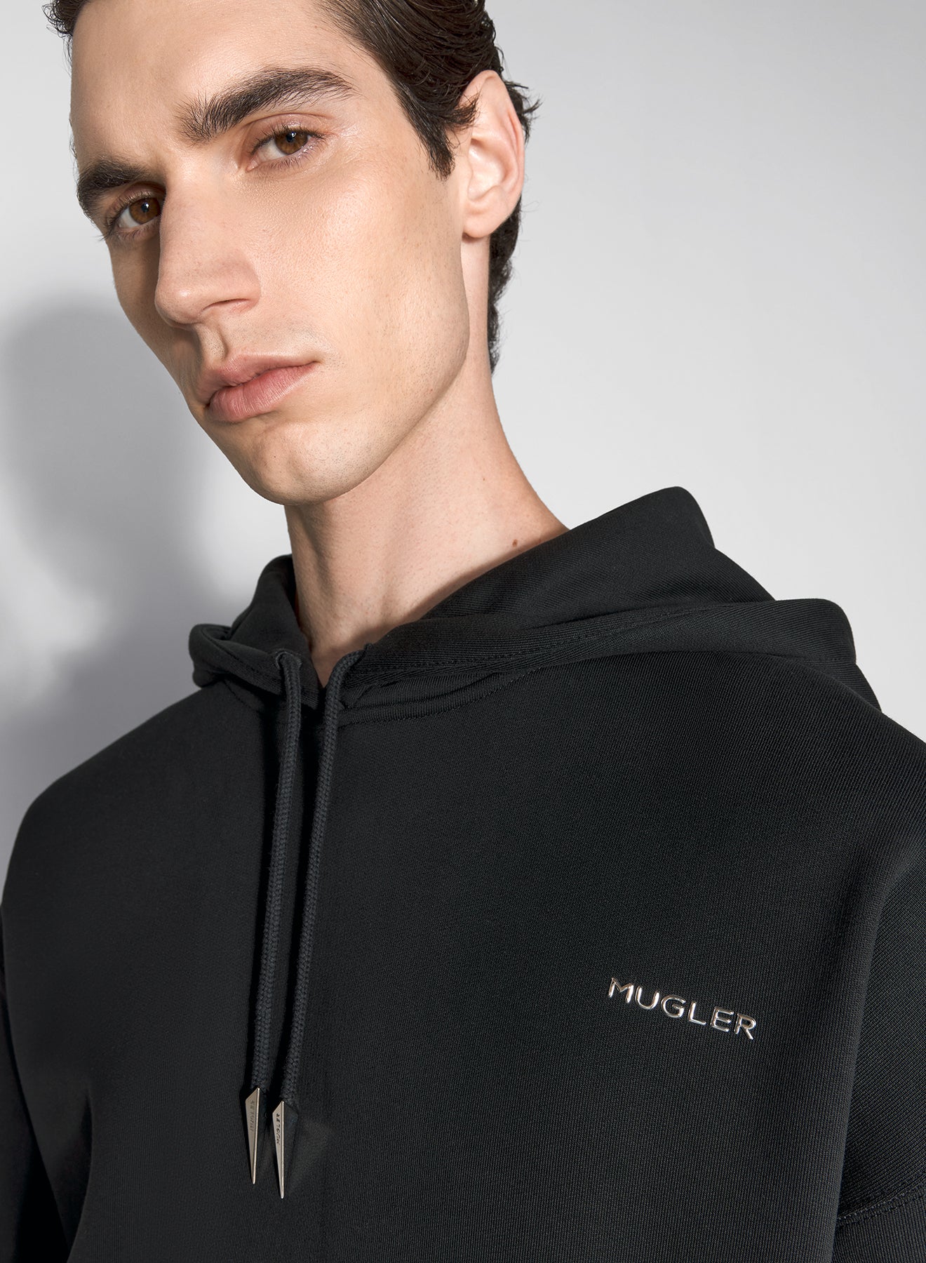 black mugler signature hoodie