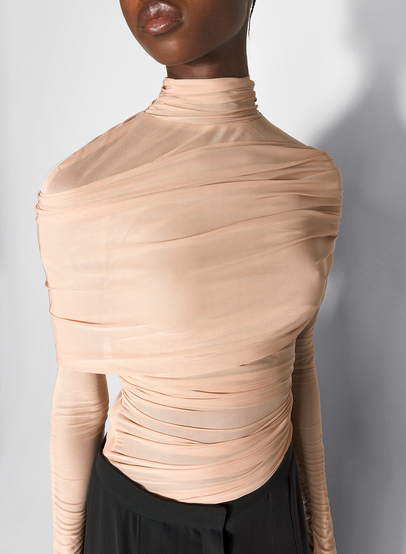 beige ruched top