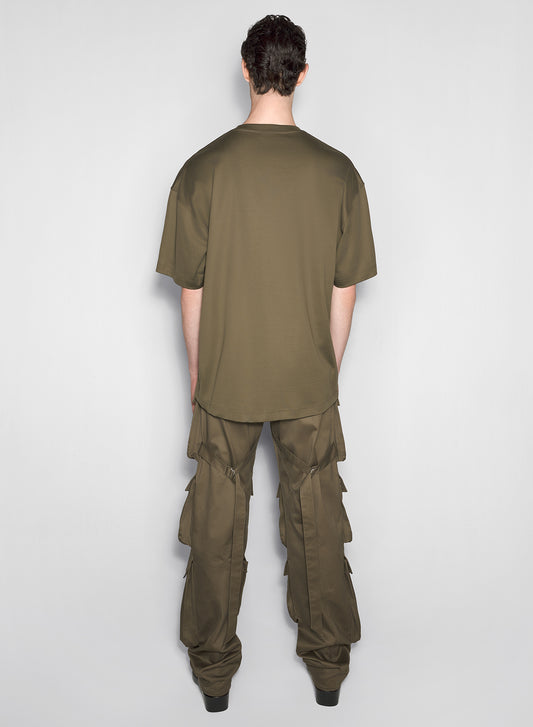 khaki mugler logo t-shirt