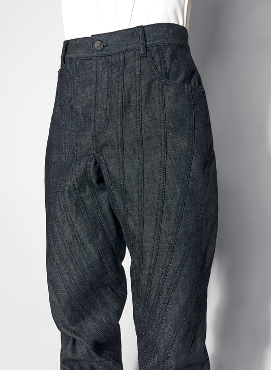 raw blue spiral baggy jeans