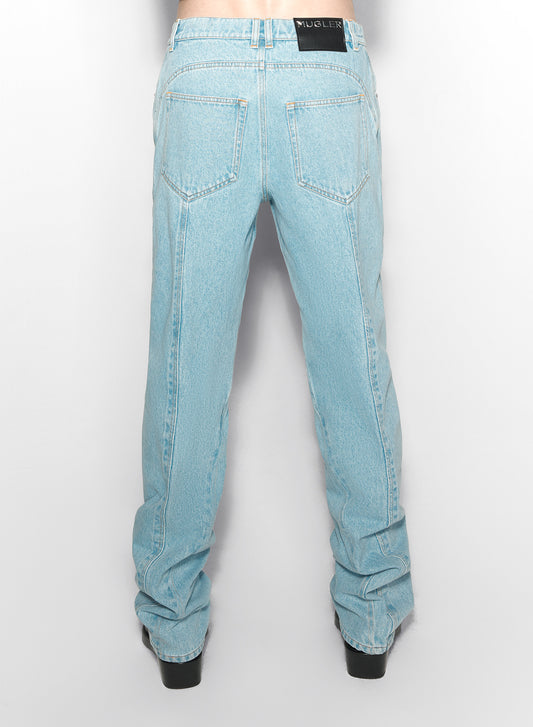 blue straight leg jeans