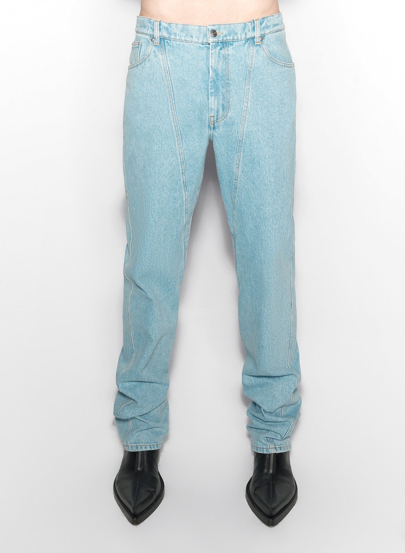 blue straight leg jeans