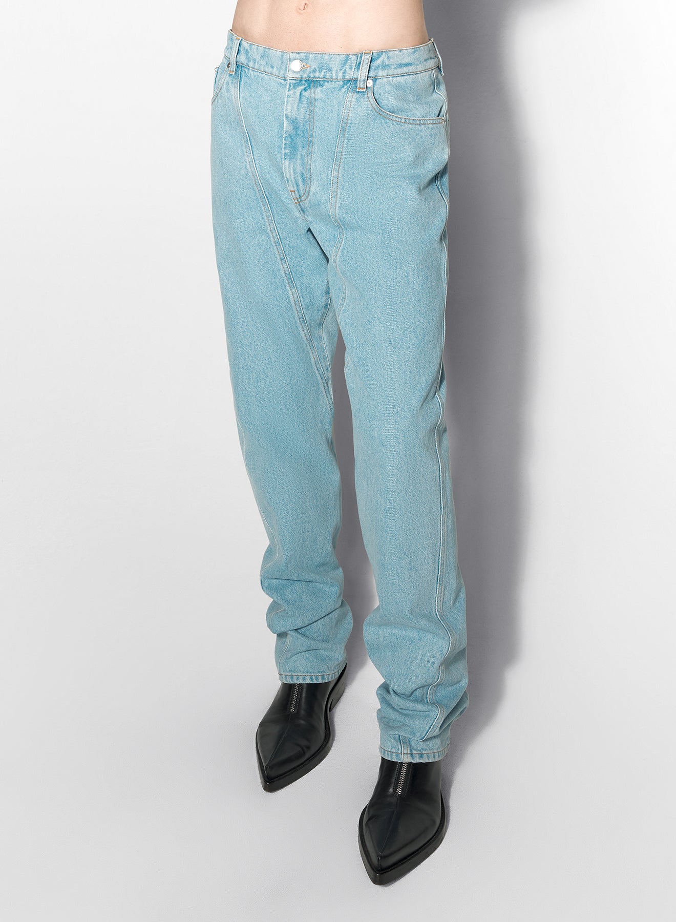 blue straight leg jeans