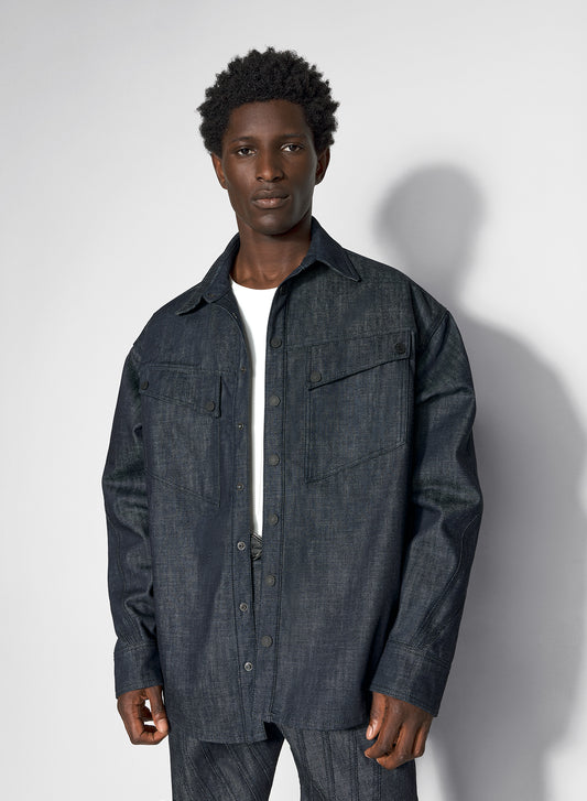 oversized raw denim shirt