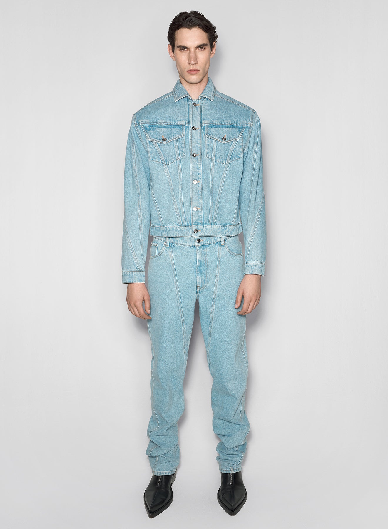 blue straight leg jeans