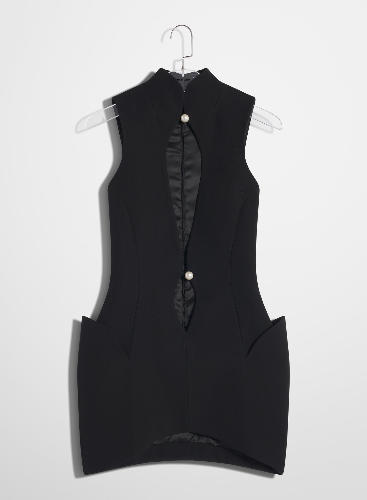 black open neckline tailored dress