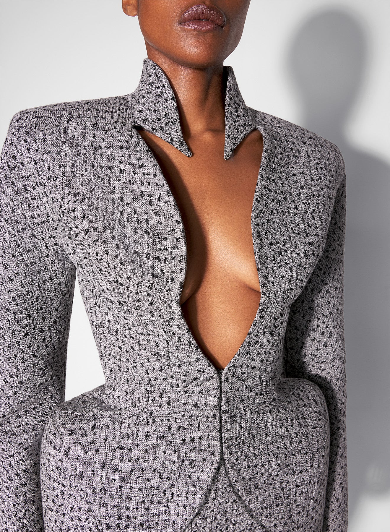 grey dotted spiky neckline jacket