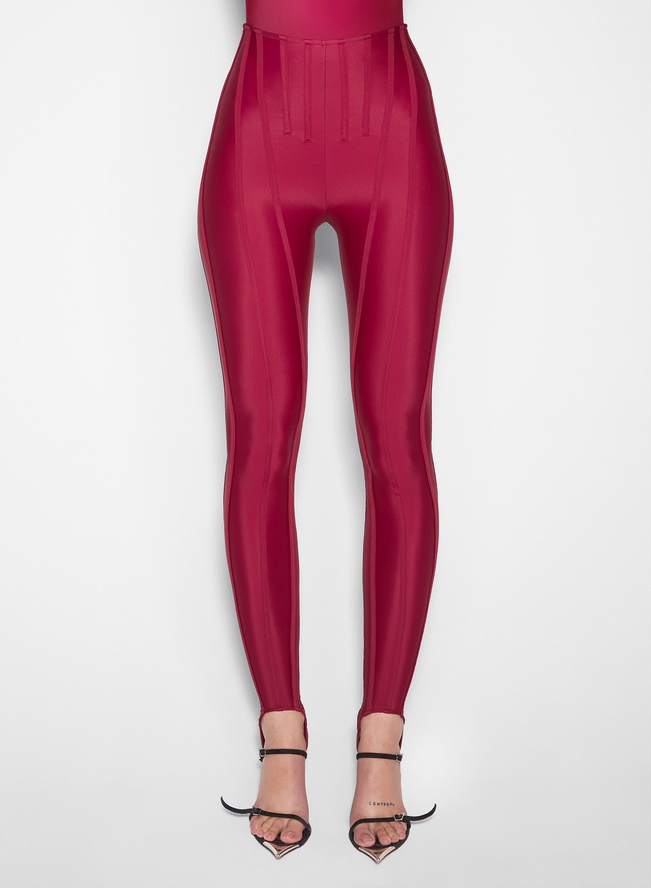 red corseted leggings