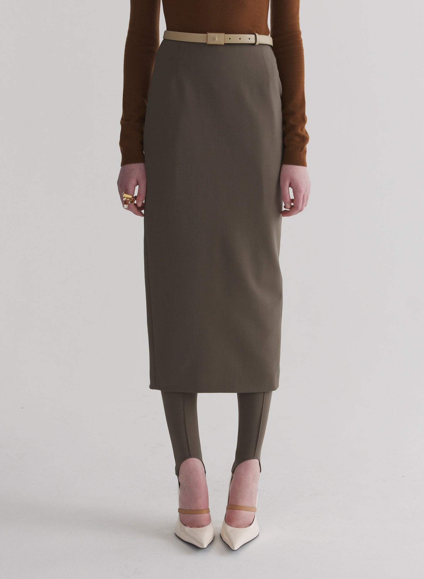 taupe pencil skirt