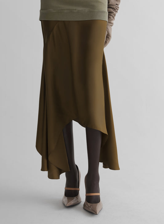 kaki asymetric fluid skirt