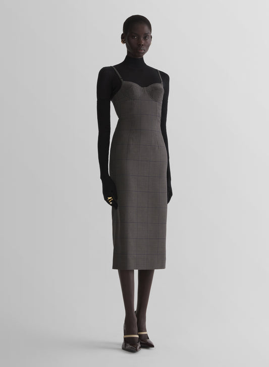 taupe check lingerie dress