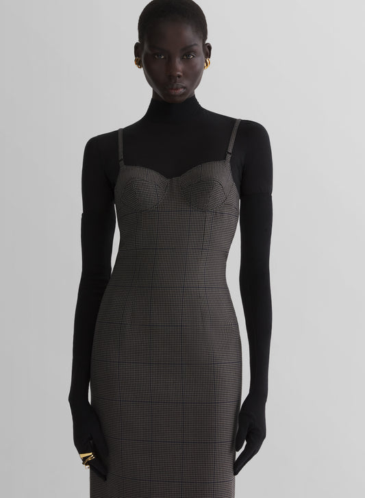 taupe check lingerie dress